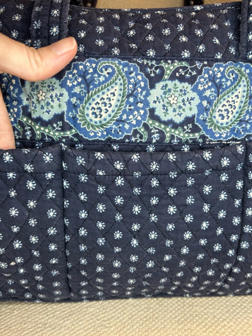 Vera Bradley Quilted Seaport Navy Paisley Diaper bag - Picture 2 of 11